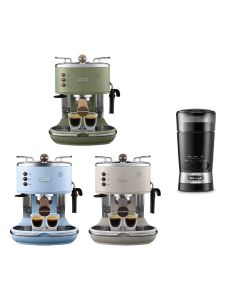 【限定套裝優惠】 De'Longhi 意式早餐復古系列 半自動咖啡機 ECOV311 + 咖啡研磨器 KG210