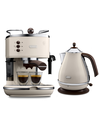 [限定套裝] De'Longhi 意式早餐復古系列 半自動咖啡機ECOV311.BG+電水壺KBOV2001.BG(優雅白) 