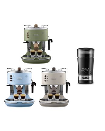 【新春福袋】 De'Longhi 意式早餐復古系列 半自動咖啡機 ECOV311 + 咖啡研磨器 KG210